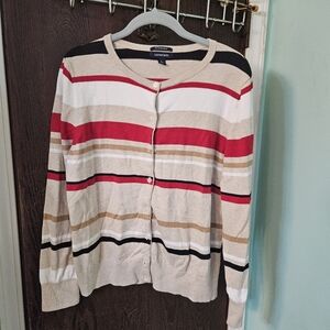 Land's End Striped Cardigan Sweater